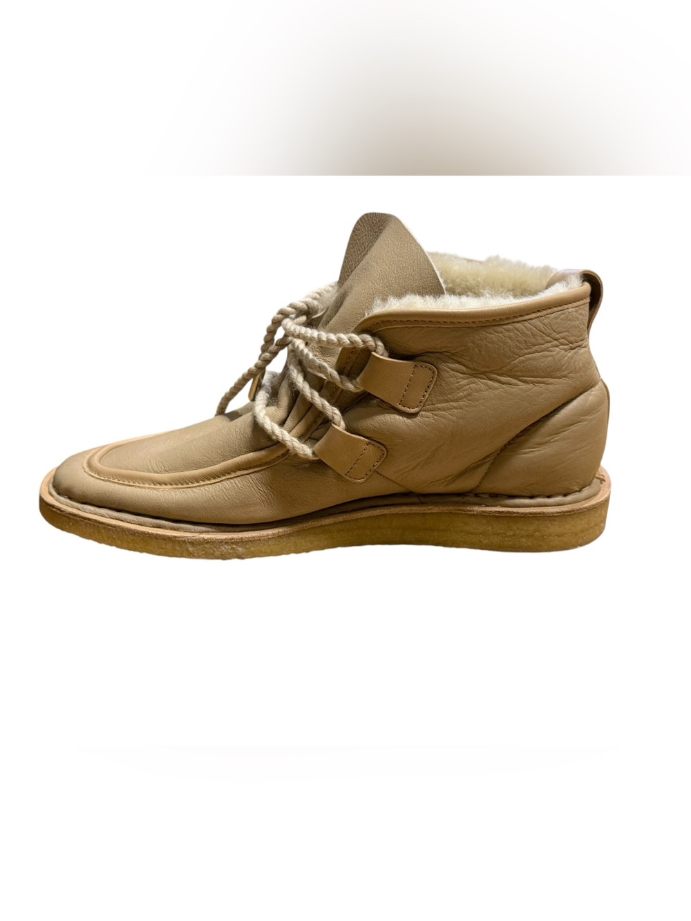 Either/Or The Shearling Lace Up Ankle Boots Vanilla Leather US 11 - Picture 7 of 9